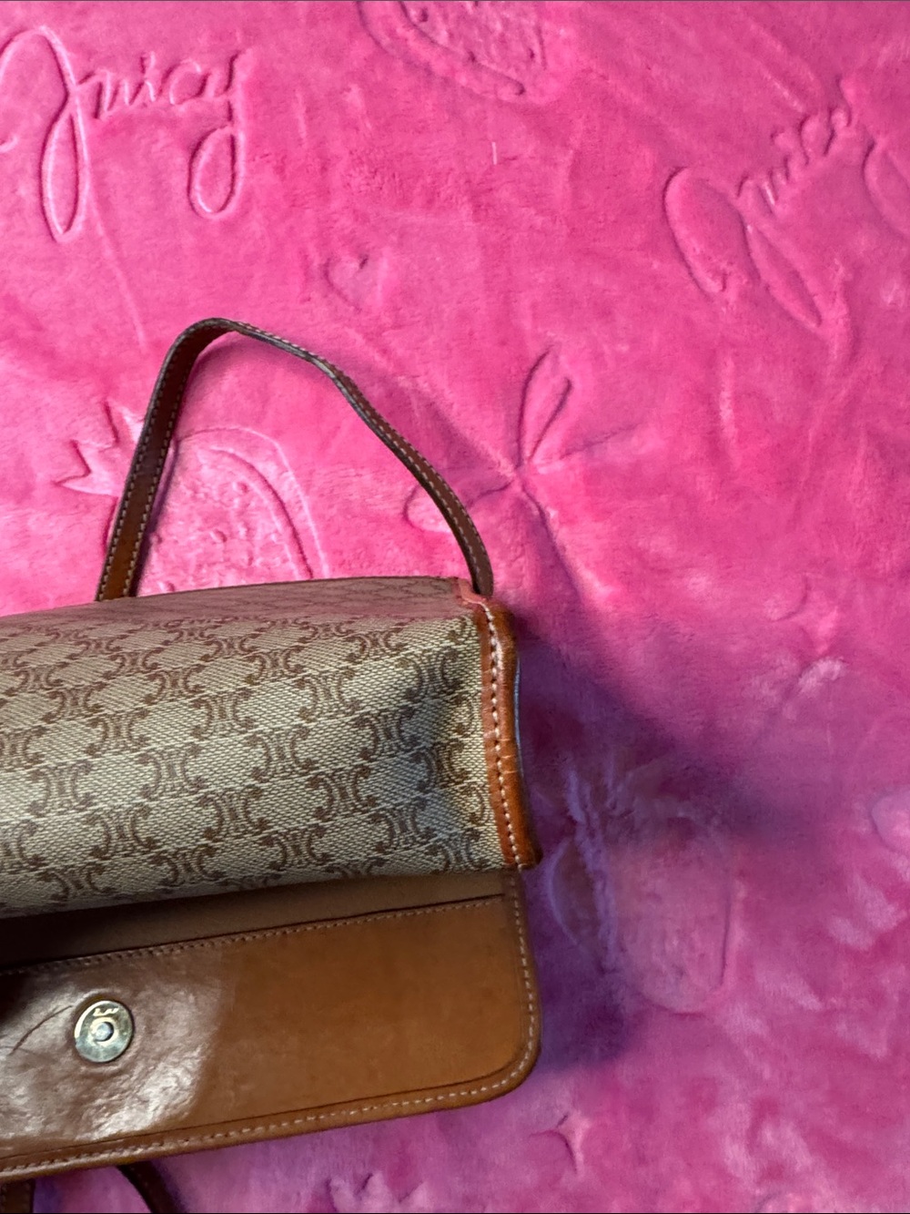 CELINE Macadam Triomphe Shoulder Bag Removable Strap, Logo Leather Band, Vintage - Picture 13 of 17
